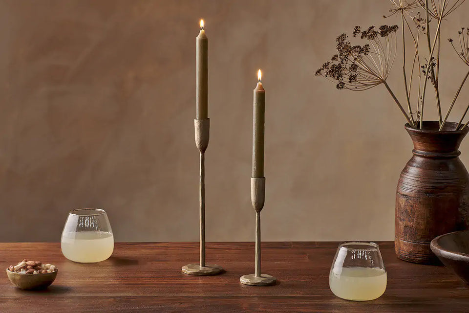 S/2 Rustic Dinner Candle