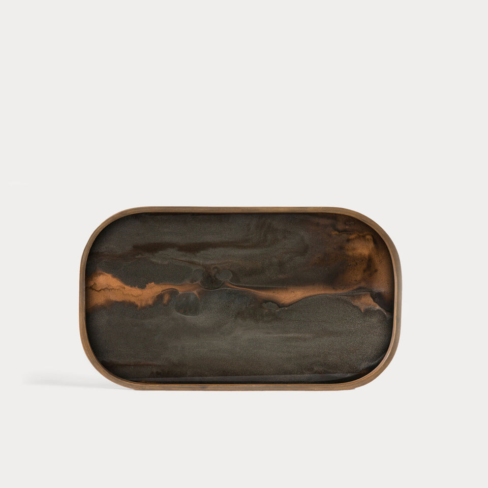 Bronze Organic Glass Tray Rectangle