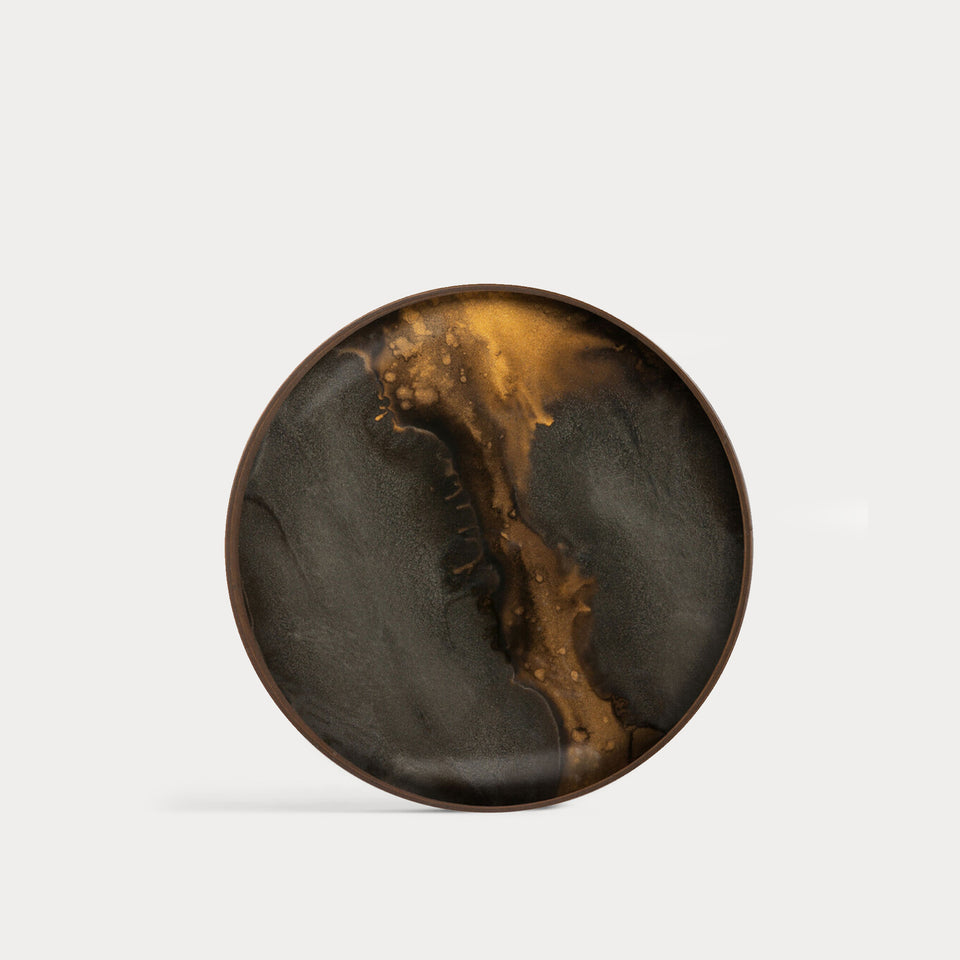 Bronze Organic Glass Tray Round