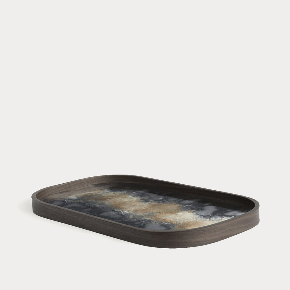 Black Organic Glass Tray Rectangle