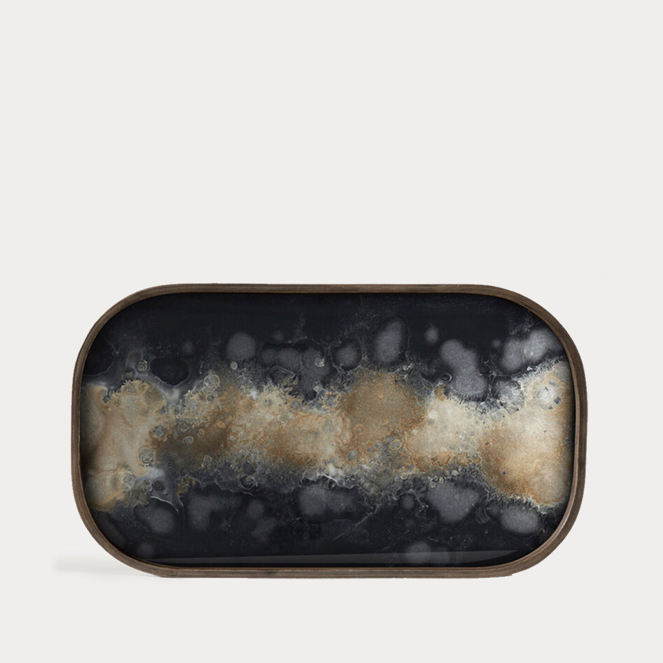 Black Organic Glass Tray Rectangle
