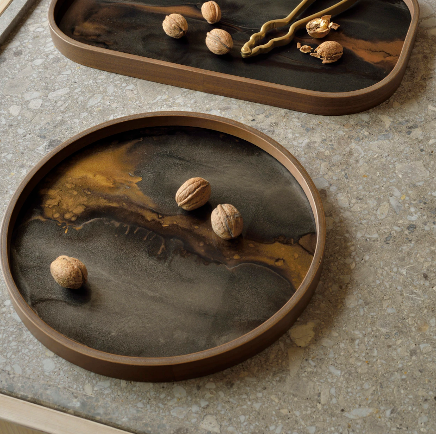 Bronze Organic Glass Tray Round